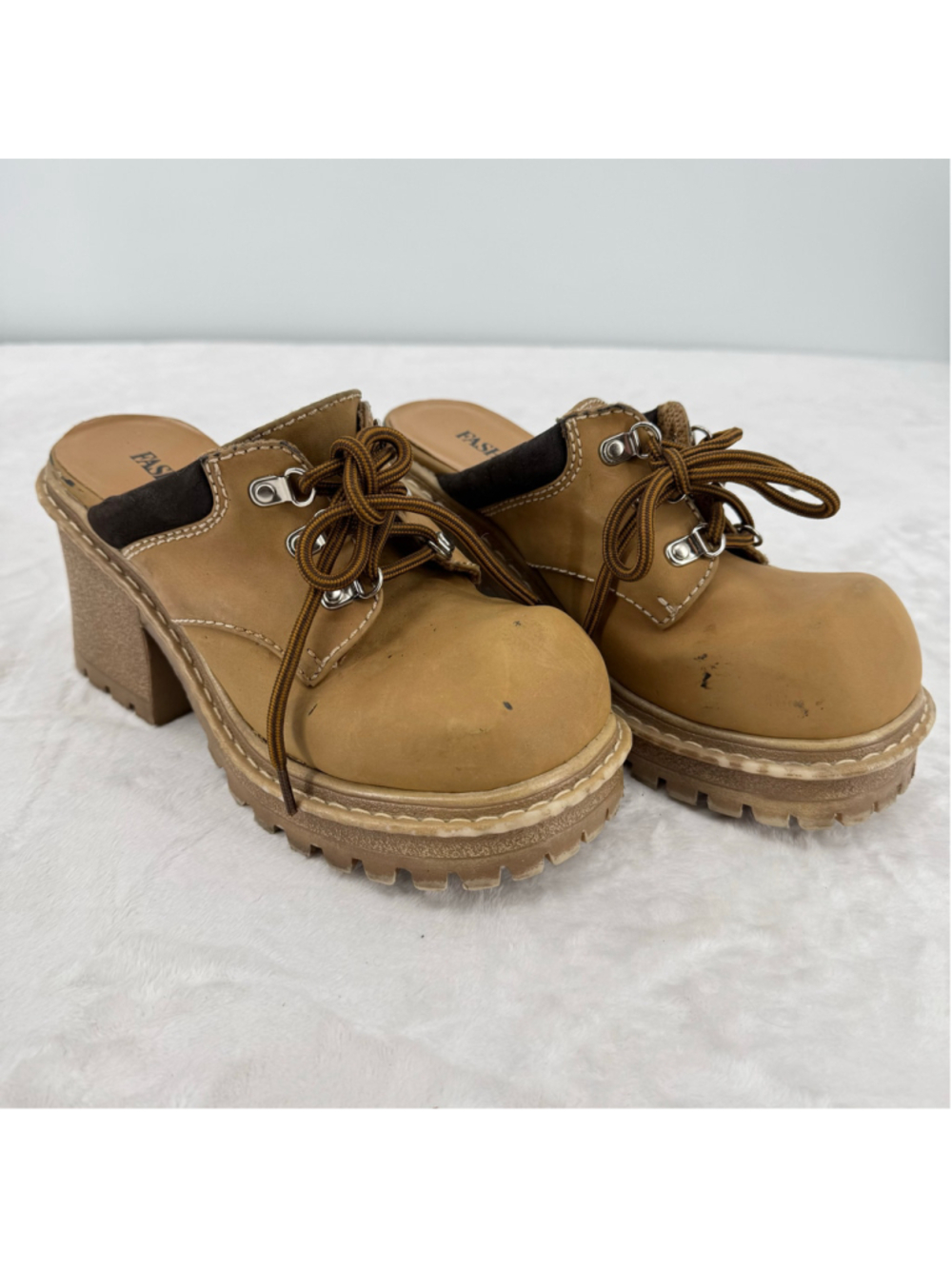 Y2K Work Boot Clogs Mules Chunky Lug Sole Platform 90s Hiker Vintage High Heel 7